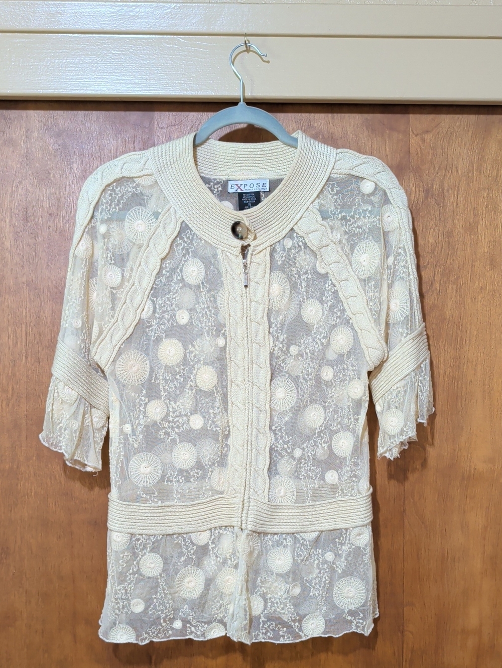 EXPOSE Ivory Lace Crochet Cardigan